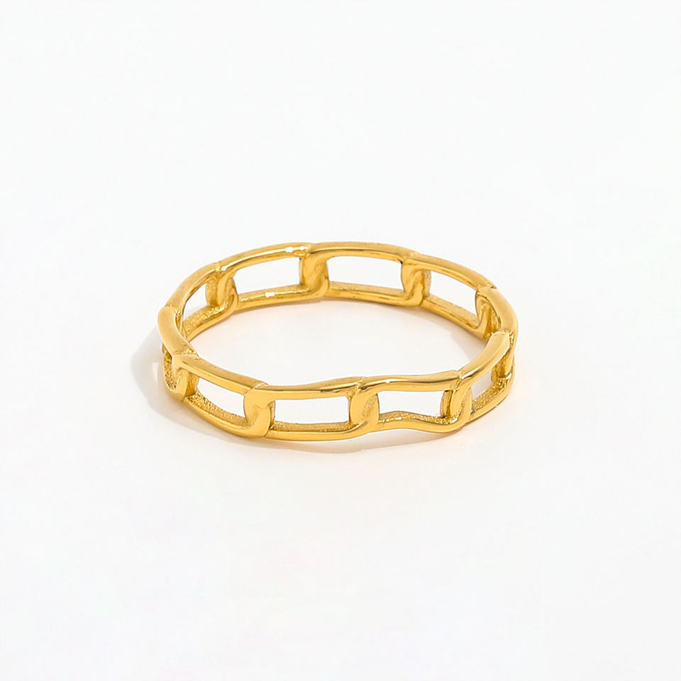 Améline Złoty Pierścionek z Motywem Łańcucha