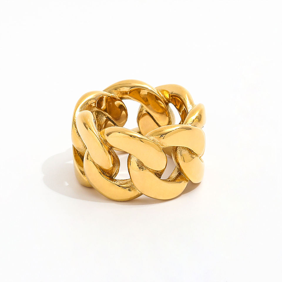 Złoty Pierścionek z Motywem Łańcucha