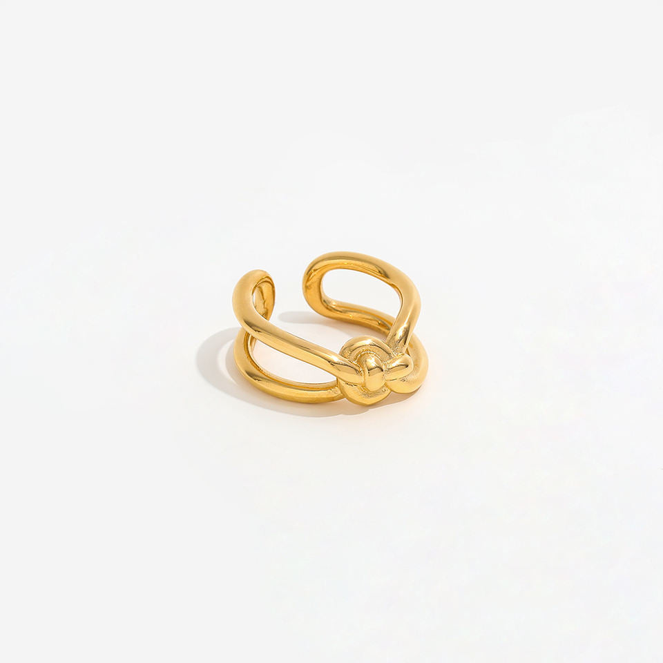 Złoty Pierścionek Otwarty z Motywem Węzła