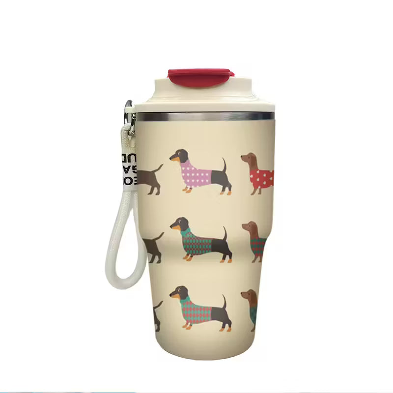 Woof & Warm – RVS Reismok met Teckelprint