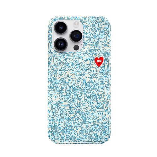 Blue Doodle Love iPhone Hoesje