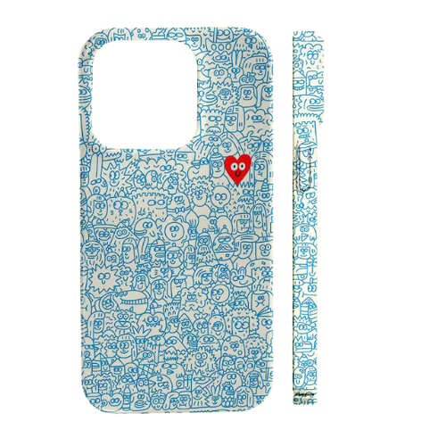 Blue Doodle Love iPhone Hoesje